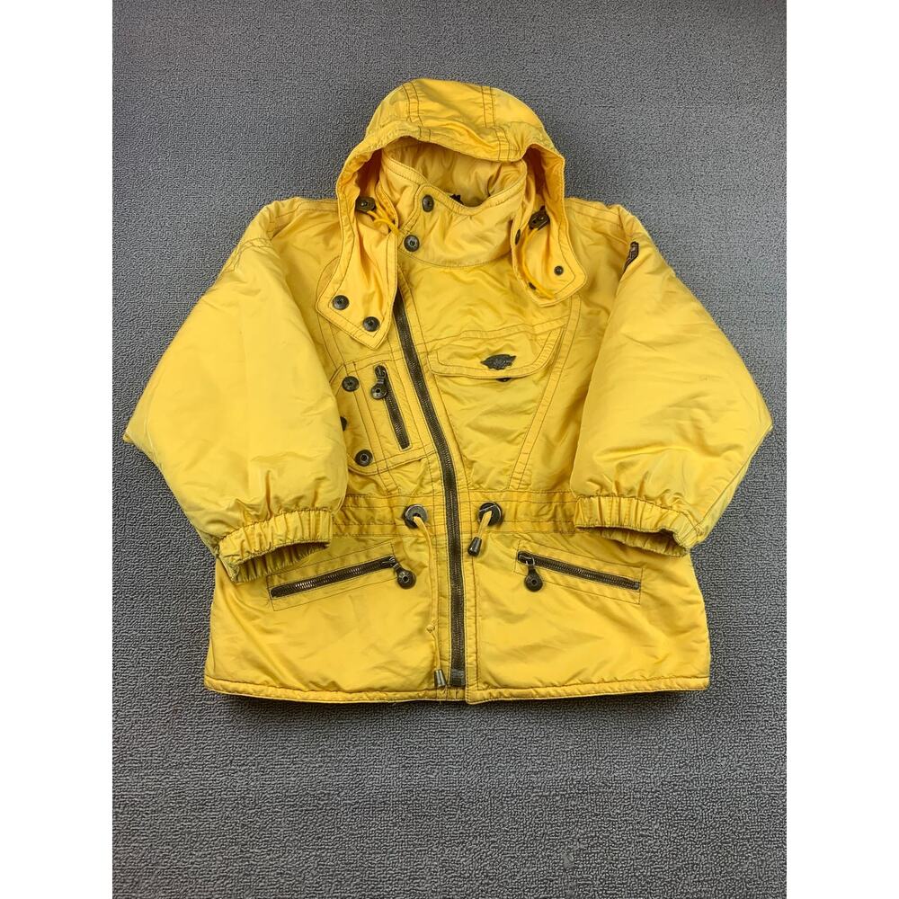 Emmegi Women's S Yellow Vintage‎ Jacket With Hood Emblem And Patch